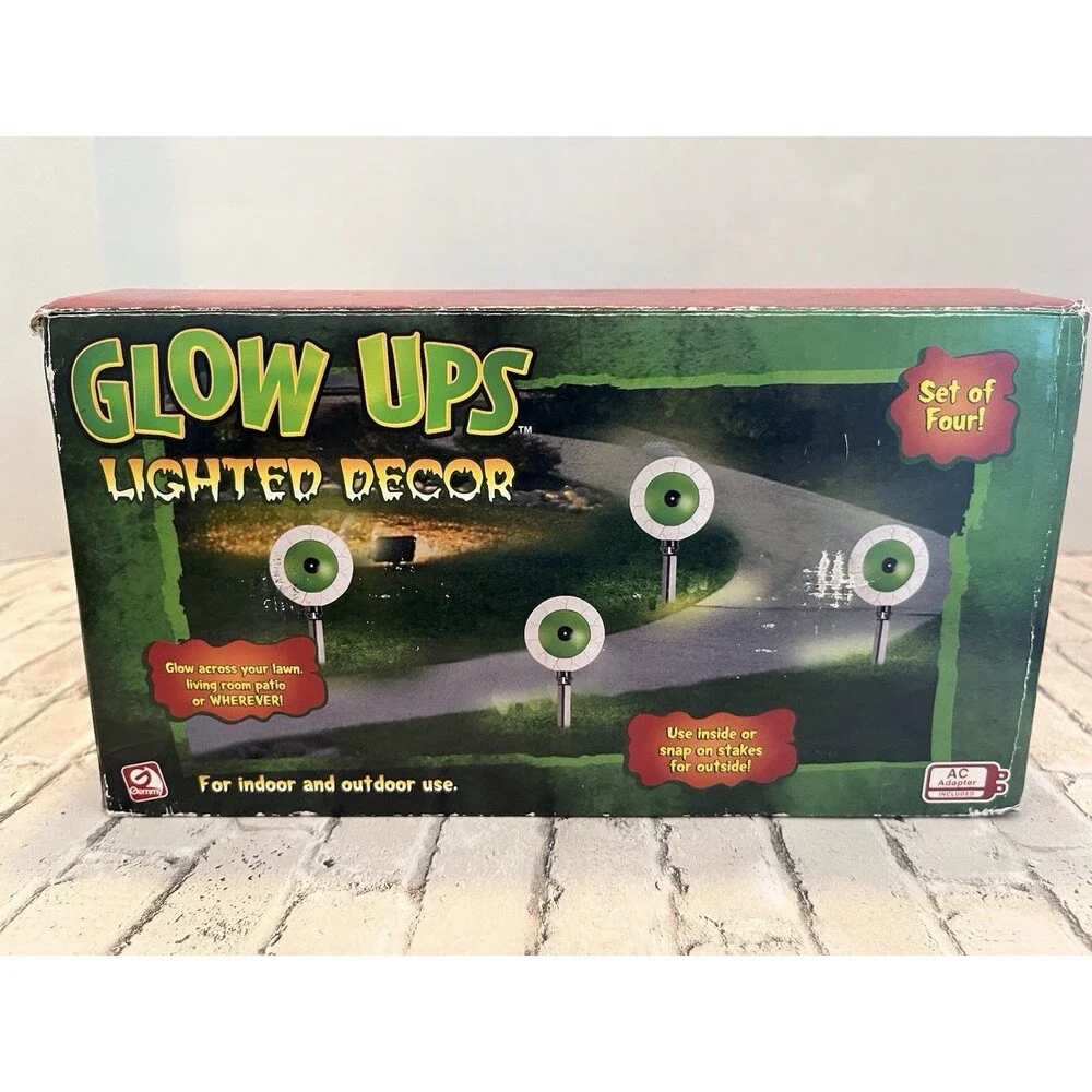 Gemmy GLOW UPS Lighted Eyeballs Set of 4 NEW IN BOX 2007 Vintage Halloween #2611